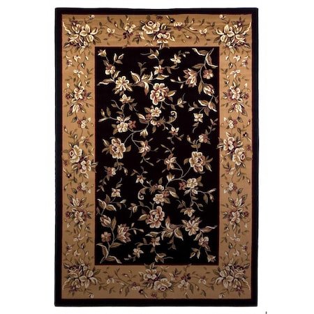 Homeroots 7 ft. 7 in. Round Polypropylene Black & Beige Area Rug 352880